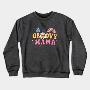 Groovy Mama Hippie Flower And Rainbow Crewneck Sweatshirt
